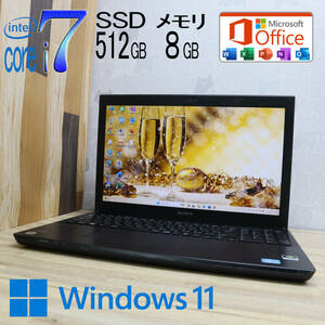 ★中古PC 最上級4コアi7！新品SSD512GB メモリ8GB★SVS15119FJB Core i7-3612QM Webカメラ Win11 MS Office2019 Home&Business★P71152