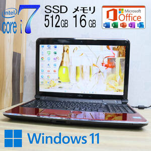 ★中古PC 最上級4コアi7！新品SSD512GB メモリ16GB★A77C Core i7-2630QM Webカメラ Win11 MS Office2019 Home&Business ノートPC★P71081