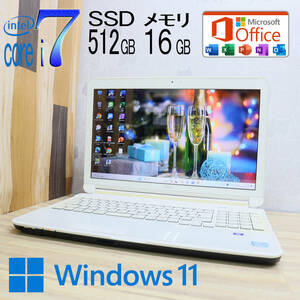 ★中古PC 最上級4コアi7！新品SSD512GB メモリ16GB★AH77/E Core i7-2670QM Webカメラ Win11 MS Office2019 Home&Business★P71300