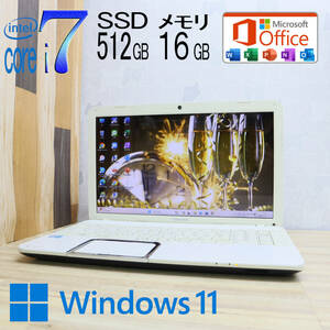 ★中古PC 最上級4コアi7！新品SSD512GB メモリ16GB★T552/58FW Core i7-3610QM Webカメラ Win11 MS Office2019 Home&Business★P71257