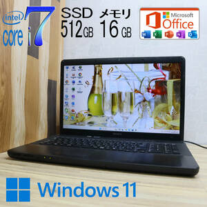 ★中古PC 最上級4コアi7！新品SSD512GB メモリ16GB★VPCEJ2AJ Core i7-2670QM Webカメラ Win11 MS Office2019 Home&Business★P70873