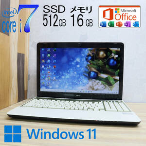 ★中古PC 最上級4世代4コアi7！新品SSD512GB メモリ16GB★GN255R Core i7-4700MQ Webカメラ Win11 MS Office2019 Home&Business★P70701