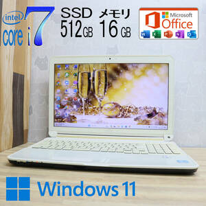 ★美品 最上級4コアi7！新品SSD512GB メモリ16GB★AH77/G Core i7-2670QM Webカメラ Win11 MS Office2019 Home&Business ノートPC★P70328