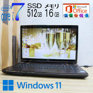 ★美品 最上級4コアi7！新品SSD512GB メモリ16GB★N77C Core i7-2630QM Win11 MS Office2019 Home&Business 中古品 ノートPC★P71090