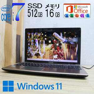 ★美品 最上級4コアi7！新品SSD512GB メモリ16GB★T652 Core i7-3610QM Webカメラ Win11 MS Office2019 Home&Business ノートPC★P71014