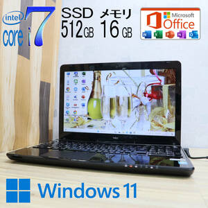 ★超美品 最上級4世代4コアi7！新品SSD512GB メモリ16GB★LS700/N Core i7-4702MQ Webカメラ Win11 MS Office2019 Home&Business★P71262