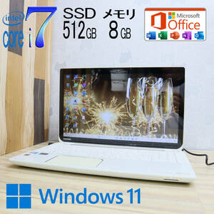 ★美品 最上級4コアi7！新品SSD512GB メモリ8GB★T653/68JW Core i7-3630QM Webカメラ Win11 MS Office2019 Home&Business★P70395