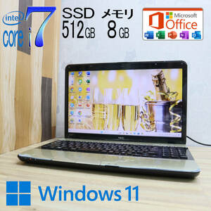 ★中古PC 最上級4コアi7！新品SSD512GB メモリ8GB★LS350F Core i7-2670QM Win11 MS Office2019 Home&Business 中古品 ノートPC★P70735