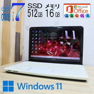 ★中古PC 最上級4コアi7！新品SSD512GB メモリ16GB★SVE1413AJ Core i7-2670QM Webカメラ Win11 MS Office2019 Home&Business★P70794