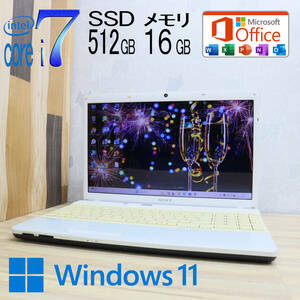 ★中古PC 最上級4コアi7！新品SSD512GB メモリ16GB★VPCEH29FJ Core i7-2630QM Webカメラ Win11 MS Office2019 Home&Business★P70861