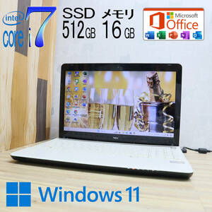 ★美品 最上級4世代4コアi7！新品SSD512GB メモリ16GB★LS350R Core i7-4712MQ Webカメラ Win11 MS Office2019 Home&Business★P70738