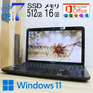 ★超美品 最上級4コアi7！新品SSD512GB メモリ16GB★T552 Core i7-3630QM Webカメラ Win11 MS Office2019 Home&Business ノートPC★P67908