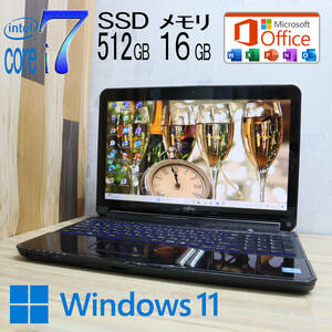 ★中古PC 最上級4コアi7！新品SSD512GB メモリ16GB★AH77/G Core i7-2670QM Webカメラ Win11 MS Office2019 Home&Business★P71219