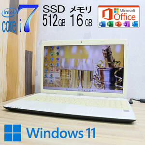 ★中古PC 最上級4世代4コアi7！新品SSD512GB メモリ16GB★AH53/S Core i7-4712MQ Webカメラ Win11 MS Office2019 Home&Business★P71266