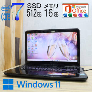 ★美品 最上級4コアi7！新品SSD512GB メモリ16GB★LS550/J Core i7-3632QM Webカメラ Win11 MS Office2019 Home&Business★P71308