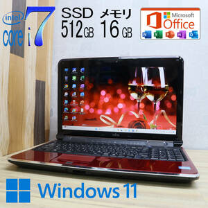 ★美品 最上級4コアi7！新品SSD512GB メモリ16GB★AH77/D Core i7-2630QM Webカメラ Win11 MS Office2019 Home&Business ノートPC★P71280