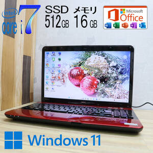 ★中古PC 最上級4コアi7！新品SSD512GB メモリ16GB★LS550E Core i7-2670QM Win11 MS Office2019 Home&Business 中古品 ノートPC★P70740