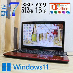 ★美品 最上級4世代4コアi7！新品SSD512GB メモリ16GB★LS550T Core i7-4702MQ Webカメラ Win11 MS Office2019 Home&Business★P71332