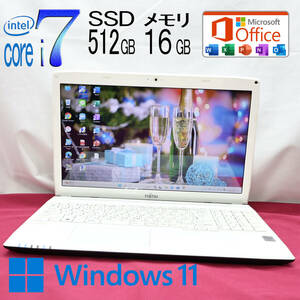 ★中古PC 最上級4世代4コアi7！新品SSD512GB メモリ16GB★AH53/S Core i7-4712MQ Webカメラ Win11 MS Office2019 Home&Business★P71749