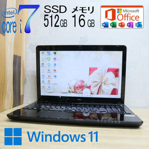 ★超美品 最上級4世代4コアi7！新品SSD512GB メモリ16GB★LS350N Core i7-4700MQ Webカメラ Win11 MS Office2019 Home&Business★P70737