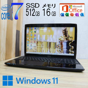 ★美品 最上級4世代4コアi7！新品SSD512GB メモリ16GB★WA1/R Core i7-4700MQ Win11 MS Office2019 Home&Business ノートPC★P70393