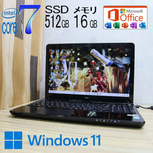 ★超美品 最上級4世代4コアi7！新品SSD512GB メモリ16GB★LS700/R Core i7-4702MQ Webカメラ Win11 MS Office2019 Home&Business★P71267