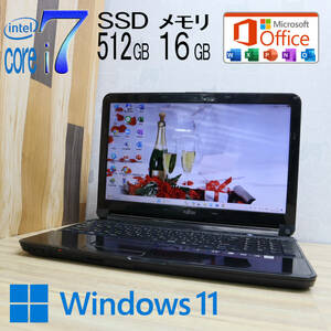 ★美品 最上級4コアi7！新品SSD512GB メモリ16GB★A54E Core i7-2670QM Webカメラ Win11 MS Office2019 Home&Business ノートPC★P71061