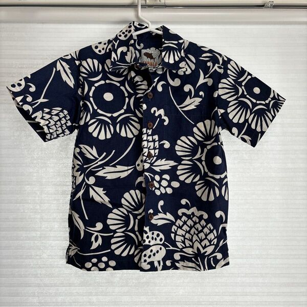 カハラ KAHALA アロハシャツ シャツ ネイビー 100 110 リゾートシャツ