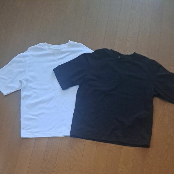 UNIQLO　エアリズムコットンオーバーサイズTシャツ（5分袖）2枚セット