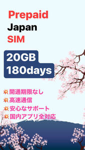 [20GB使い切り最大180日間] データ通信専用プリペイドSIM [Docomo回線] （規定容量使用後は通信停止)