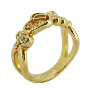 [4jhb075] Christian Dior кольцо /D Logo / в форме сердечка / стразы /GP металлизированный / Gold [ б/у ] женский 