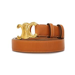 [4ic3549] Celine belt / Trio mf/ leather / light brown / Gold metal fittings [ used ] lady's 