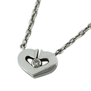 [4jib057] Cartier necklace /C Heart /1PD/ diamond /K18WG white gold [ used ] lady's 