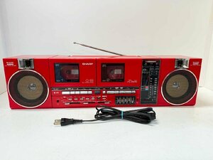  Showa Retro / Junk / present condition delivery * SHARP/ sharp * red double radio-cassette QT-88R