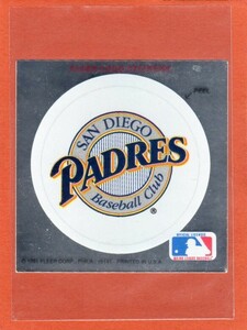 ●1991FLEER ULTRA BASEBALL LOGO STICKERS　ロゴ・ステッカー・カード　サンディエゴ・パドレス