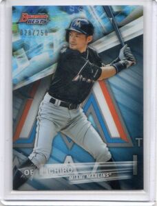 ●イチロー　カード　Vol.2604　2016BOWMAN'S BEST #57 BLUE REFRACTOR ブルー・リフラクター　250枚限定　マイアミ・マーリンズ