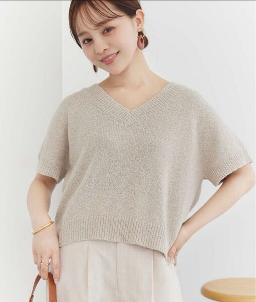 fifth 新品 田中亜希子 ドライタッチVネックショート丈ニット 