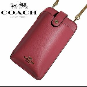 C6884 新品未使用 COACH スマホショルダー ストロベリーヘイズ