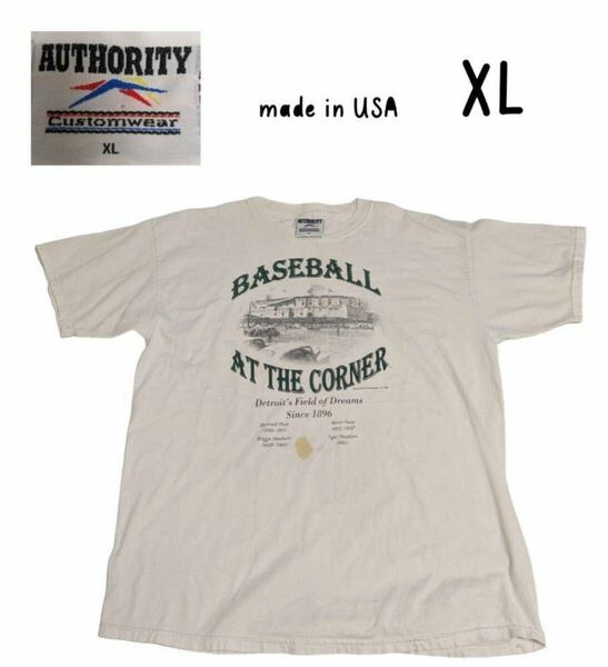 アメリカ製AUTHORITY 古着プリント半袖Tシャツ　XLUSA製OR00074KZ08 フィールド・オブ・ドリームスムービーT野球映画80s 90s 