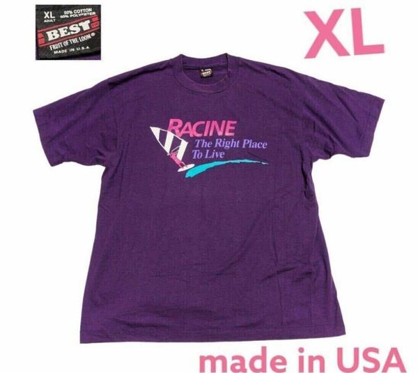 USA製フルーツオブザルームウインドサーフィンレトロレースプリントTシャツXL☆swh0152wn47アメリカ製シングルステッチ