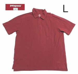 パタゴニアpatagonia古着　オーガニックコットンポロシャツ半袖Ｌ赤ロゴ刺繍 sws0342 wn29