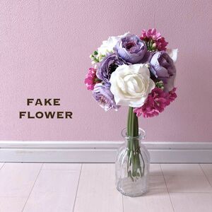 フェイクグリーン 造花　ブーケ　フラワー　結婚式　春　薔薇　前撮り　インテリア　装花　ピンク　夏　観葉植物　一輪挿し　