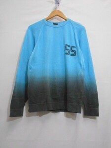 67 送60サ 0528$D14 55DSL フィフティーファイブディーエスエル メンズ 長袖プリントTシャツ カットソー 日本製 ブルー系 サイズS 中古品