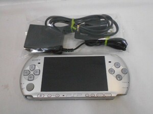 25 送60サ 0529$D12 PSP3000 シルバー Ver6.61 アダプタ付 中古品