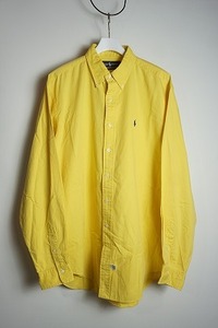 希少 美品 90s 00S Ralph Lauren ラルフローレン 長袖 BD ボタンダウン シャツ 黄 XL 本物 511O