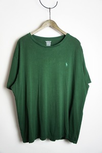 正規 POLO RALPH LAUREN ポロ ラルフローレン クルーネック 半袖 刺繍 Tシャツ カットソー 緑 サイズXL 本物 831N