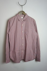 美品 12SS VICTIM ヴィクティム GINGHAM CHECK SHIRTS ギンガム チェック 長袖 シャツ VTM-12-S-050 赤 サイズL 本物 528O