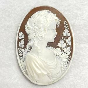 ☆シェルカメオ 重量15.8g☆彫刻 サイン入り 貴婦人 CAMEO ルース S5064