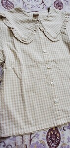  sailor collar blouse beige check 120cm used dirt none 