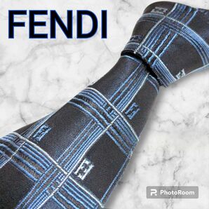 FENDI フェンディ ネクタイ レギュラータイ シルクネクタイ イタリア製 ズッカ ズッカ柄 ブラック 黒 ネイビー MEN